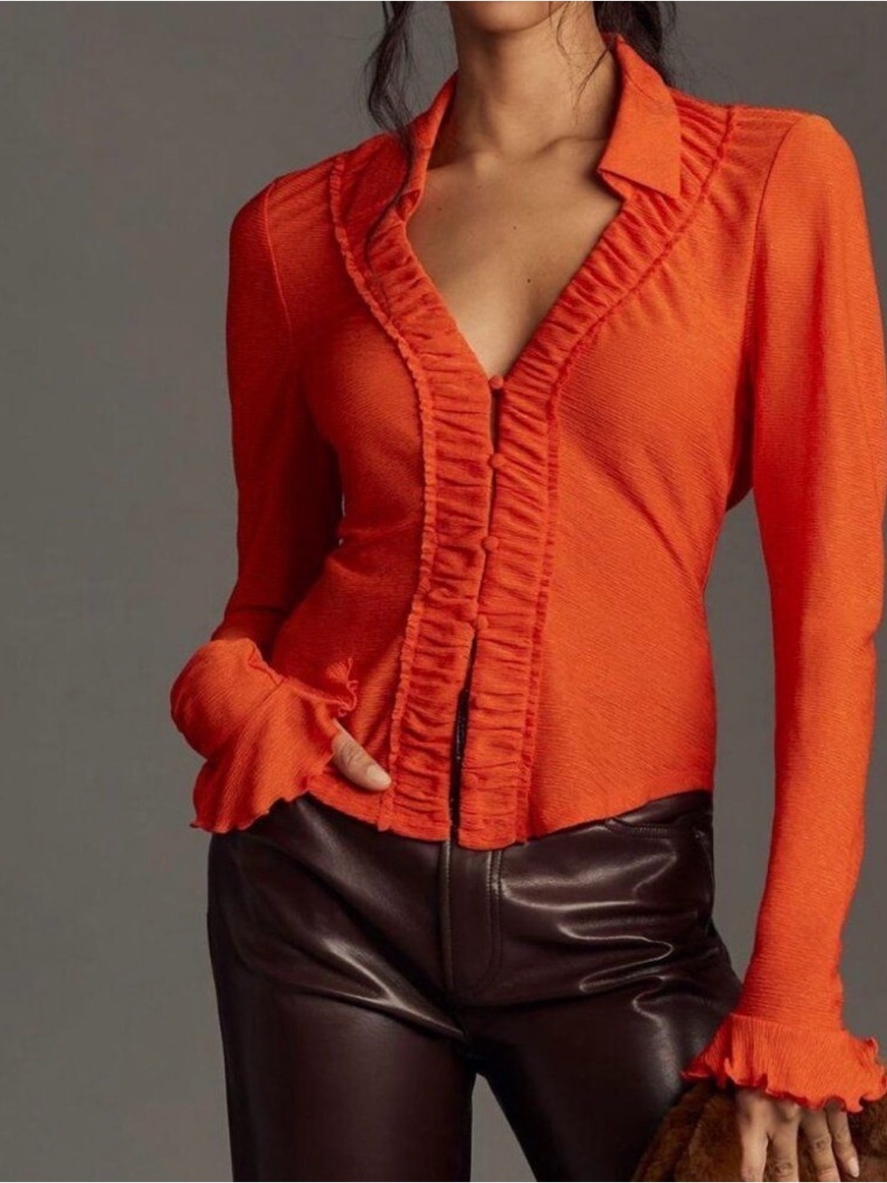 By Anthropologie Long-Sleeve Textured
Buttondown Top